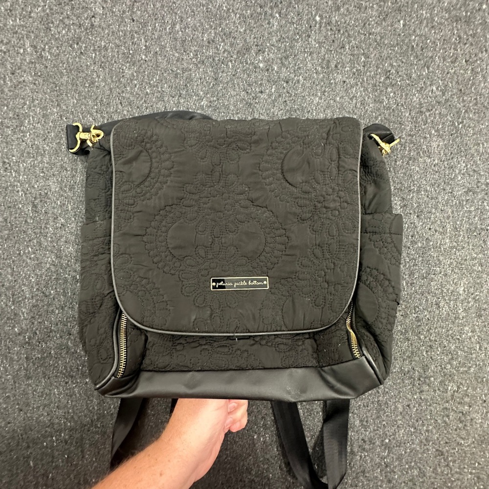 Petunia Pickle Bottom Boxy Bottom Backpack diaper bag black Gold OS Velvety - Picture 2 of 12